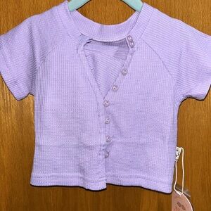 Lavender Kids Button-Up Shirt and Shorts Set